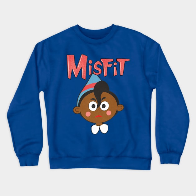 Misfit Elf 2 Blue and Red Crewneck Sweatshirt by LeMae Macabre